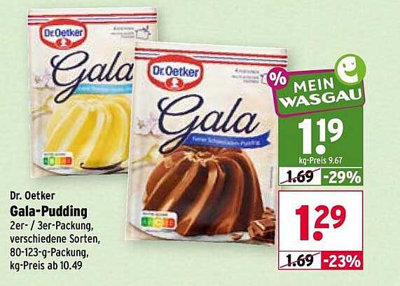 Dr. Oetker Gala-Pudding 2er-/3er-Packung, verschiedene Sorten, 80-123-g-Packung, kg-Preis ab 10,49