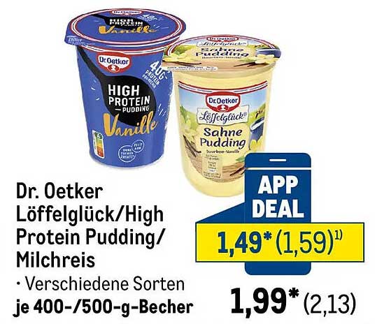 Dr. Oetker Löffelglück/High Protein Pudding/Milchreis