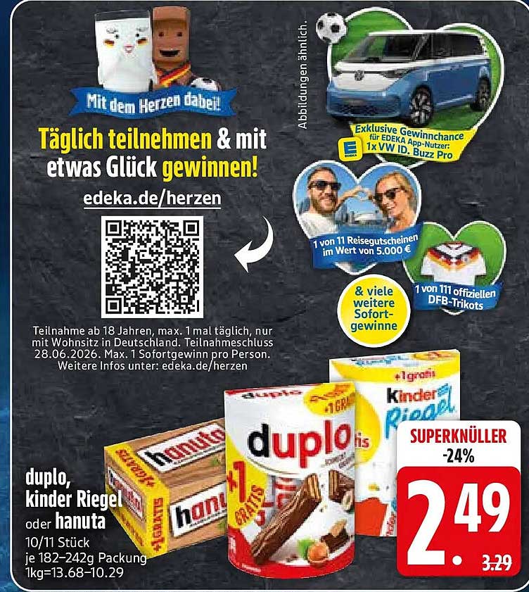 duplo, kinder Riegel oder hanuta