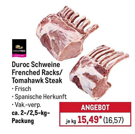 Duroc Schweine Frenched Racks/Tomahawk Steak