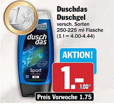 Duschdas Duschgel vers. Sorten 250-225 ml Flasche (1 l = 4.00-4.44)