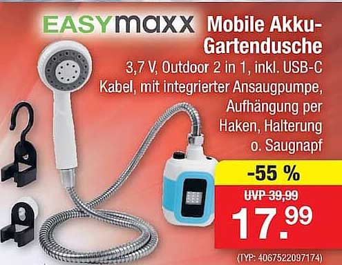 EASYmaxx Mobile Akku-Gartendusche