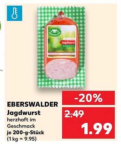 EBERSWALDER Jagdwurst herzhaft im Geschmack je 200-g-Stück (1 kg = 9.95)