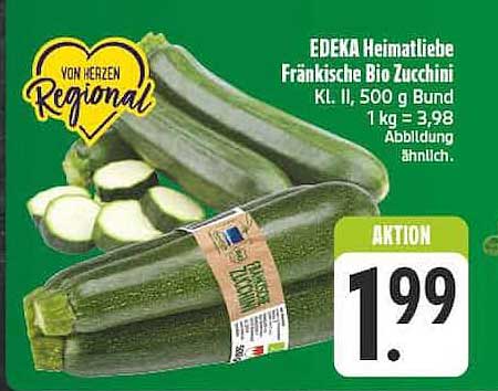 EDEKA Heimatliebe Fränkische Bio Zucchini Kl. II, 500 g Bund
