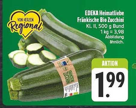 EDEKA Heimatliebe Fränkische Bio Zucchini Kl. II, 500 g Bund