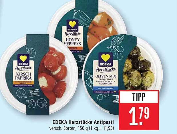 EDEKA Herzstücke Antipasti versch. Sorten, 150 g (1 kg = 11,93)