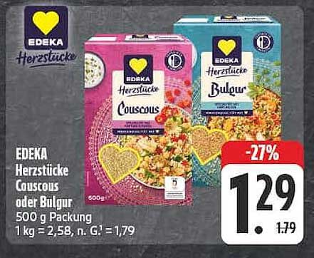 EDEKA Herzstücke Couscous oder Bulgur 500 g Packung