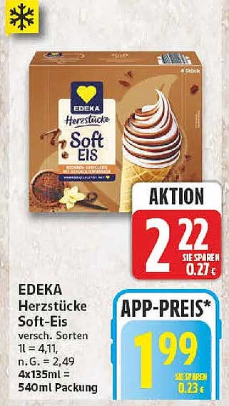 EDEKA Herzstücke Soft-Eis versch. Sorten