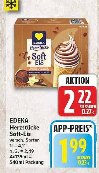 EDEKA Herzstücke Soft-Eis versch. Sorten