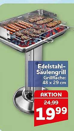 Edelstahl-Säulengrill Grillfläche: 48 x 29 cm AKTION