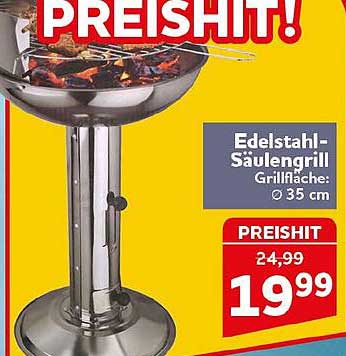 Edelstahl-Säulengrill Grillfläche: Ø 35 cm