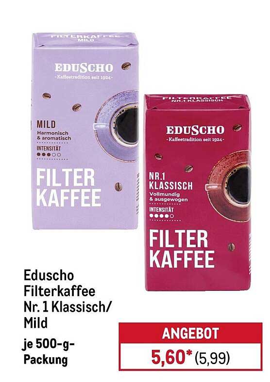 Eduscho Filterkaffee Nr.1 Klassisch/Mild je 500-g-Packung