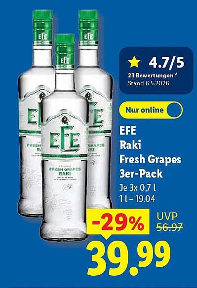 EFE Raki Fresh Grapes 3er-Pack