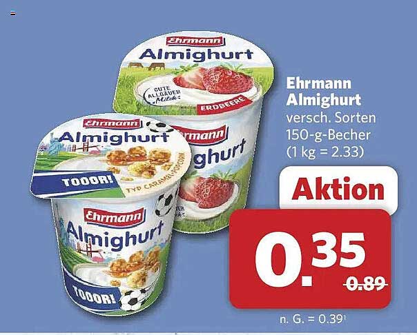 Ehrmann Almighurt versch. Sorten 150-g-Becher (1 kg = 2.33)