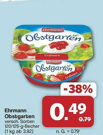 Ehrmann Obstgarten versch. Sorten 120/125-g-Becher (1 kg ab 3.92)