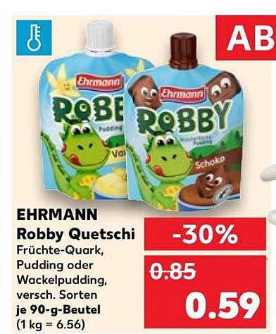 EHRMANN Robby Quetschi Früchte-Quark, Pudding oder Wackelpudding, versch. Sorten je 90-g-Beutel