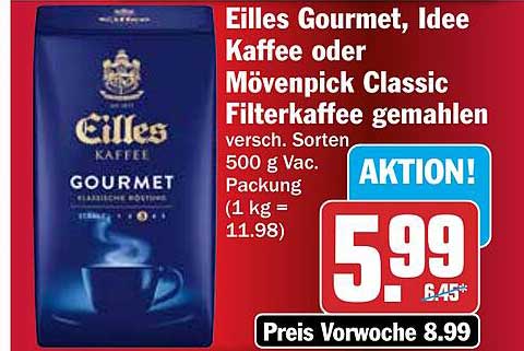 Eilles Gourmet, Idee Kaffee oder Mövenpick Classic Filterkaffee gemahlen