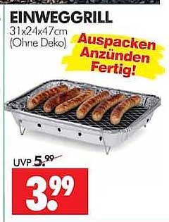 EINWEGGRILL 31x24x47cm (Ohne Deko)