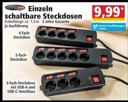 Einzeln schaltbare Steckdosen
