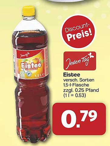 Eistee versch. Sorten 1,5-l-Flasche zzgl. 0.25 Pfand (1 l = 0.53)