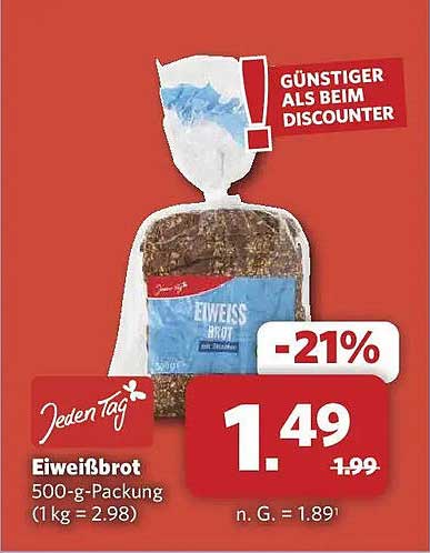 Eiweißbrot 500-g-Packung (1 kg = 2.98)