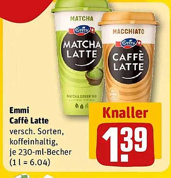 Emmi Caffè Latte versch. Sorten, koffeinhaltig, je 230-ml-Becher (1 l = 6.04)