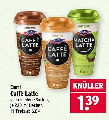 Emmi Caffè Latte verschiedene Sorten, je 230-ml-Becher, 1-l-Preis ab 6.04