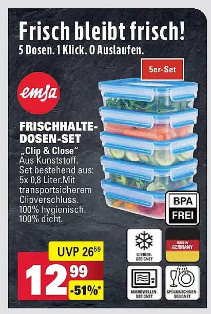 emsa FRISCHHALTE-DOSEN-SET „Clip & Close“