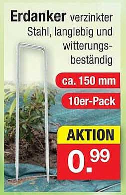 Erdanker verzinkter Stahl, langlebig und witterungsbeständig ca. 150 mm 10er-Pack AKTION