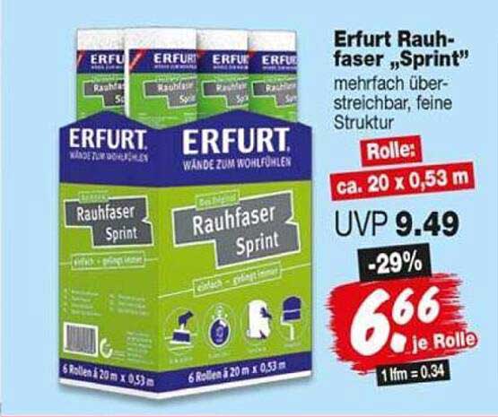 Erfurt Rauhfaser „Sprint“ mehrfach überstreichbar, feine Struktur