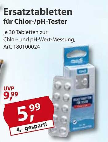 Ersatztabletten für Chlor-/pH-Tester