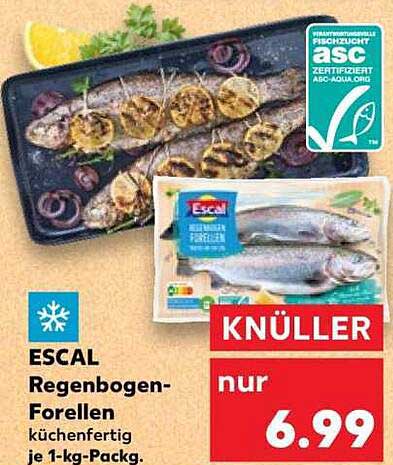 ESCAL Regenbogen-Forellen küchenfertig je 1-kg-Packg.