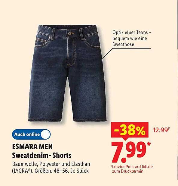 ESMARA MEN Sweatdenim- Shorts