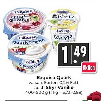 Exquisa Quark versch. Sorten, 0,2% Fett, auch Skyr Vanille