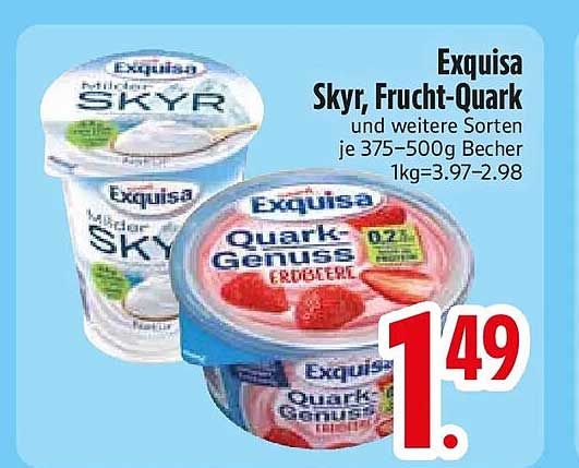 Exquisa Skyr, Frucht-Quark und weitere Sorten je 375–500g Becher