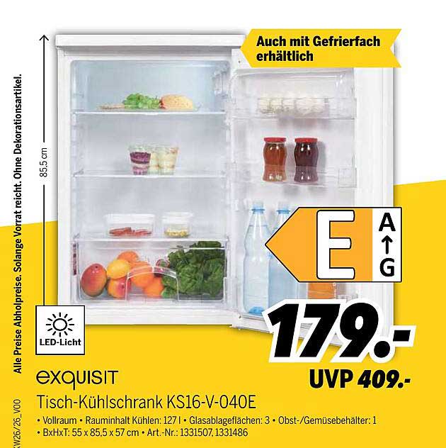 exquisit Tisch-Kühlschrank KS16-V-040E
