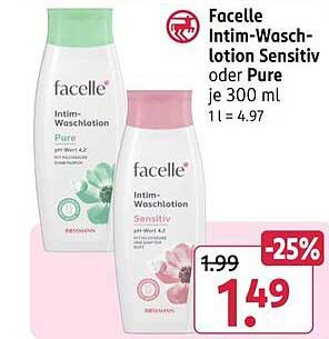 Facelle Intim-Wasch-lotion Sensitiv oder Pure je 300 ml 1 l = 4.97