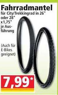 Fahrradmantel für City/Trekkingrad in 26" oder 28" x 1,75" je Ausführung