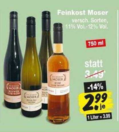 Feinkost Moser, versch. Sorten, 11% Vol., 12% Vol., 750 ml