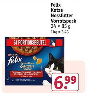 Felix Katze Nassfutter Vorratspack 24 x 85 g 1 kg = 3.43