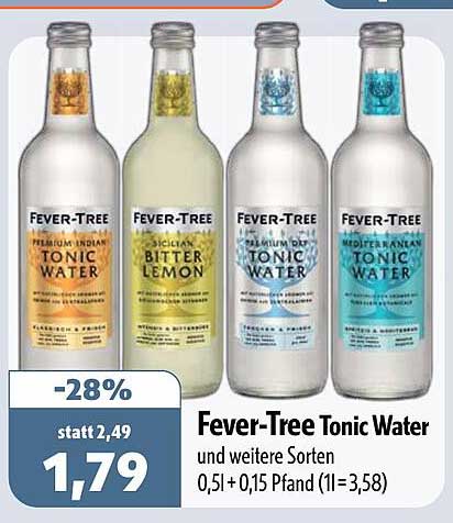 Fever-Tree Tonic Water und weitere Sorten 0,5 l + 0,15 Pfand (1l=3,58)