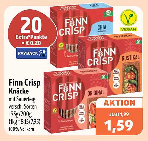 Finn Crisp Knäcke mit Sauerteig versch. Sorten 195g/200g (1kg = 8,15/7,95) 100% Vollkorn