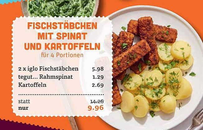 FISCHSTÄBCHEN MIT SPINAT UND KARTOFFELN