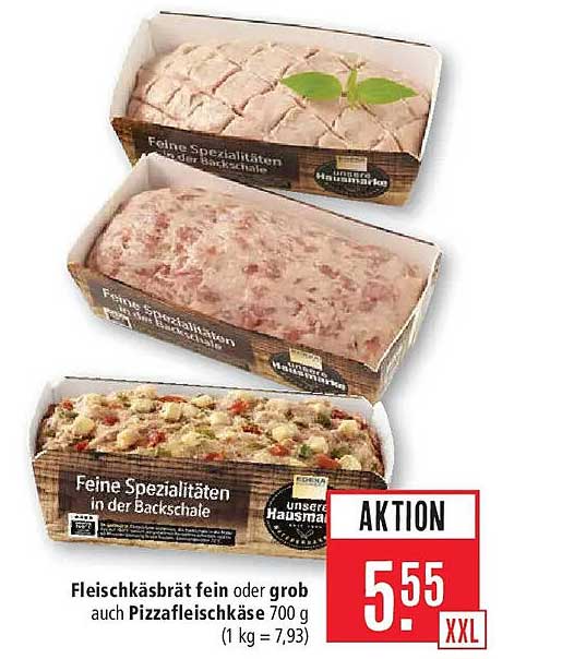 Fleischkäsebrät fein oder grob auch Pizzafleischkäse 700 g (1 kg = 7,93)