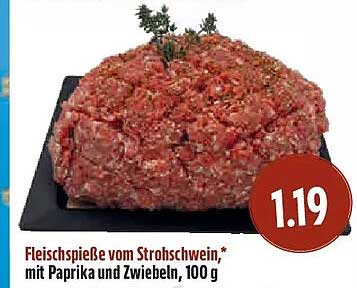 Fleischspieße vom Strohschwein,* mit Paprika und Zwiebeln, 3 Stück, ca. 900 g