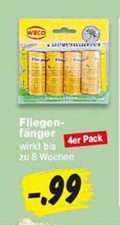 Fliegenfänger 4er Pack wirkt bis zu 8 Wochen