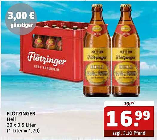 FLÖTZINGER Hell 20 x 0,5 Liter (1 Liter = 1,70)