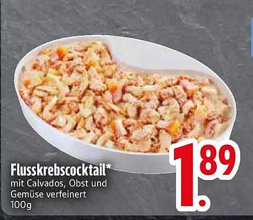 Flusskrebscocktail* mit Calvados, Obst und Gemüse verfeinert 100g