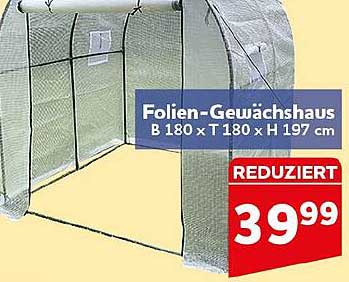 Folien-Gewächshaus B 180 x T 180 x H 197 cm