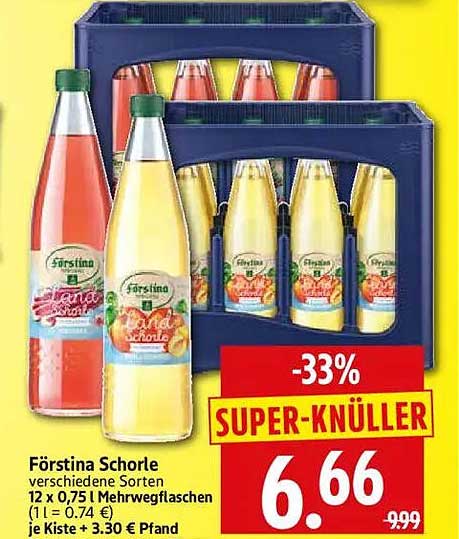 Förstina Schorle verschiedene Sorten 12 x 0,75 l Mehrwegflaschen (1 l = 0.74 €)